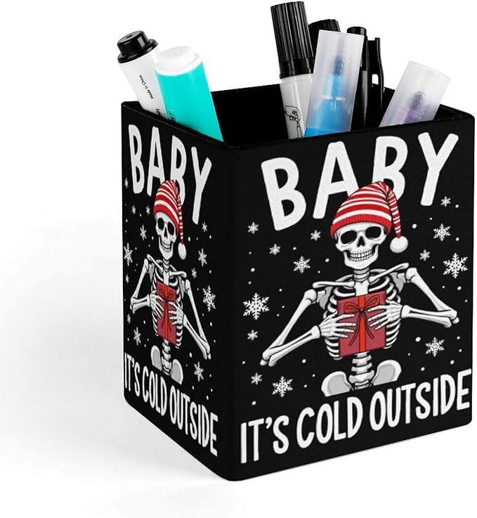 Fashion Pencil Pen Holder Cup, Waterproof Office Supplies, Waterproof Multifunctional Office Supplies Christmas Skeleton Funny Sugar Skull