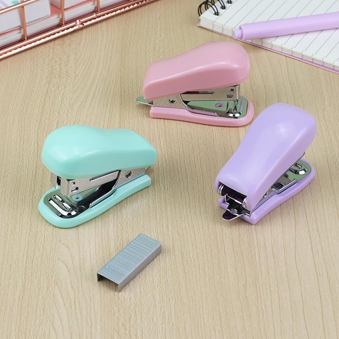 Mini Desktop Stapler Set,20 Sheet Capacity,Includes Built-in Staple Remover and 750PCS No.12 Staples,Small Cute Stapler for Office and School Supplies (Purple)