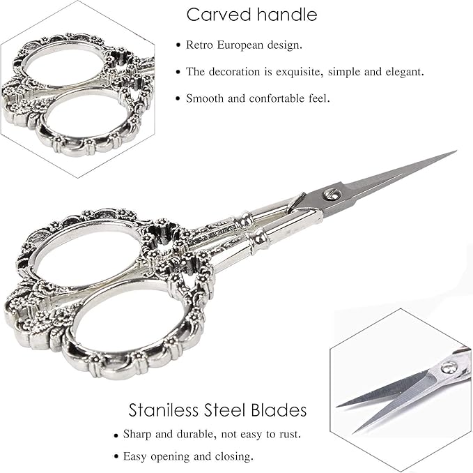 BIHRTC 4.5inch Scissors with Leather Case Plum Blossom Scissors Small Sharp Tip Stainless Steel Craft Scissor Shear for Office Home Sewing Supplies Cross Stitch Needlework DIY