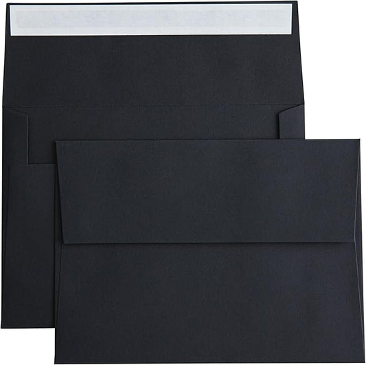 PONATIA 50 Pieces 5x7 Envelopes, A7 Envelopes Self Seal for Weddings, Invitation Cards, Photos, Postcards, Greeting Cards Mailing, Baby Shower, Graduation, Christmas Gift Cards (Black)