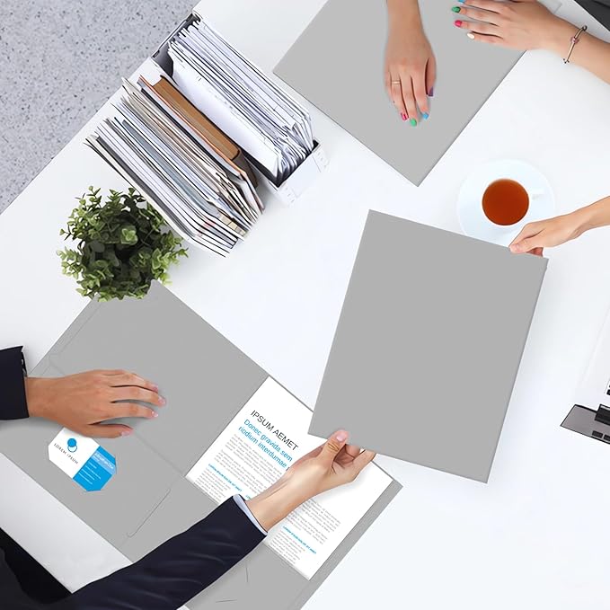 Two Pocket Folders, PANDRI 50 Pack 2 Pocket Folders, Letter Size Paper File Folder for School Office Home Business, Gray