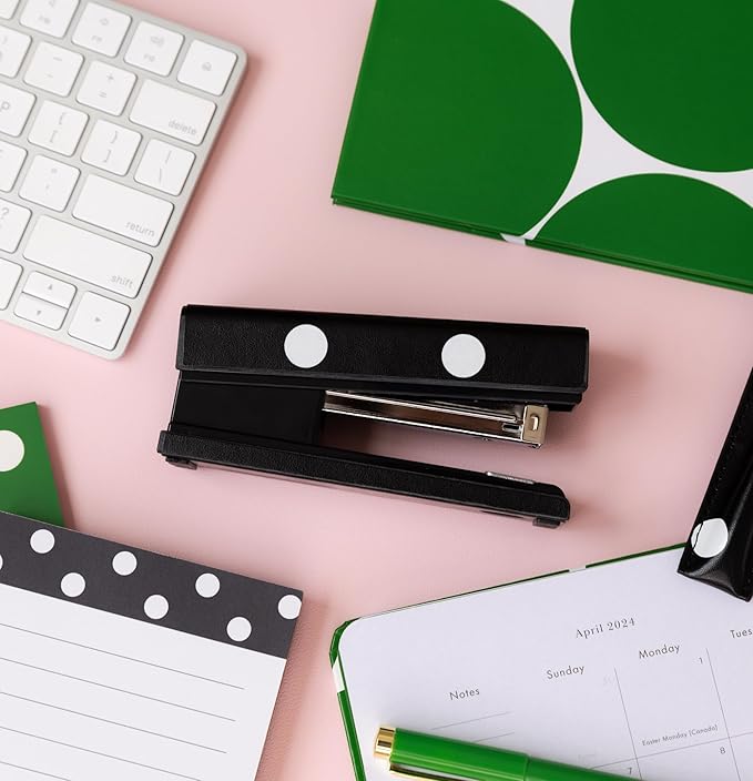 Kate Spade New York Black Stapler, Cute Stapler for Office or Home, Decorative Desk Accessory, Picture Dot