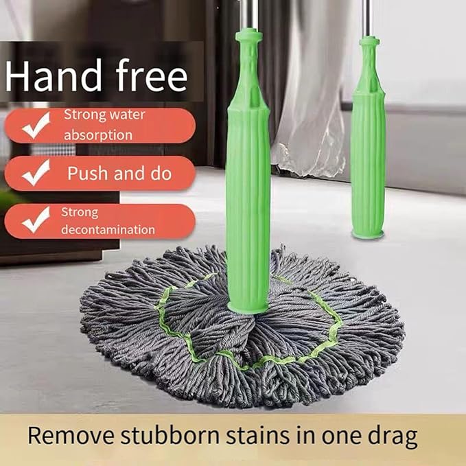 Japelessor New 2 in 1 Dehydrated Mop, Self-Wringing Twist Mops for Floor Cleaning with Folding Bucket, 360 Degree Spin Round Wall Cleaning Wet and Dry Mop, for Hardwood, Vinyl, Tile Cleaning