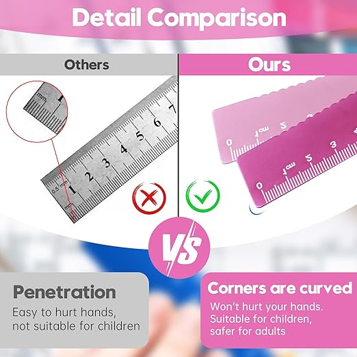 MSDADA Triangle Ruler, Protractor, Square and Ruler Set, 4 Pieces Aluminum Alloy Ruler, Metal Drafting Ruler Kit, Geometric Protractor for Student, School, Home, Office (Pink, 15cm/5.9inch)