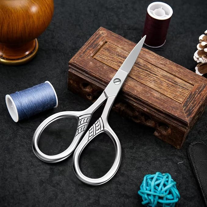 Stainless Steel Small Scissors with Textured Handle - All Purpose for Arts, Crafts, Sewing, Office & Kitchen, Sharp & Durable Cutting Tools