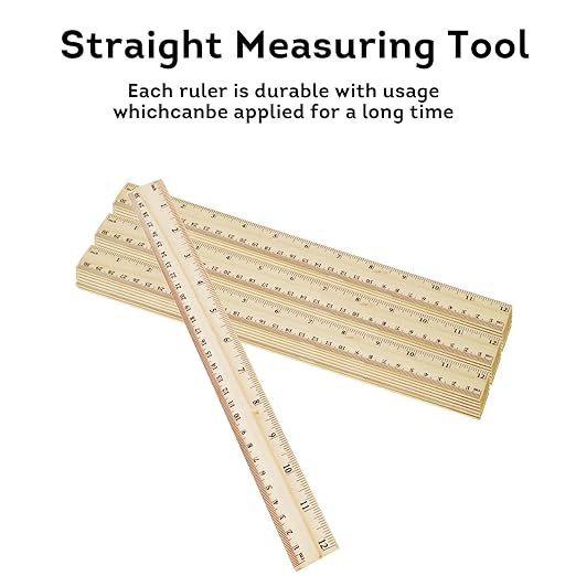 60 Pack Rulers Bulk for Classroom, Wooden Rulers 12 Inch, Wood Measuring Tools for Students and Teachers, 2 Scale Office and School Supplies