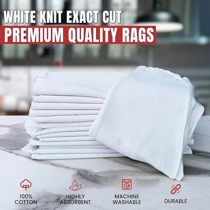 SupremePlus Premium Exact Cut White T-Shirt Cleaning Rags (10 Pack of 10 Pieces) - 20"x20" Cotton Rag for Mechanic Shops, Cast Iron, Staining Wood, Painting & Households – Shop Rags Bulk