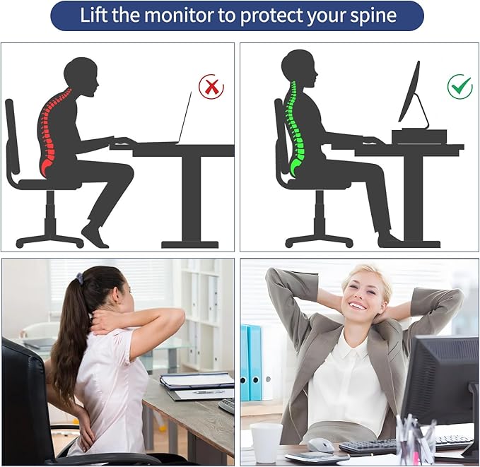 AUPSEN Computer Monitor Stands Riser，2-Tier Desk Organizers and Accessories, Office Desk Accessories Organizer with Drawers and 2 Pen Holder for Office Supplies (Rose Gold)