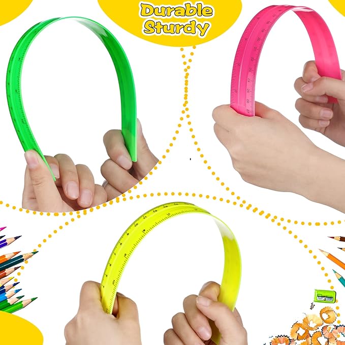 Harloon 480 Pack Clear Plastic Rulers Bulk for Classroom Back to School Supplies Transparent Flexible Rulers with Centimeters and Inches Measuring Tool for Classroom School Students(12 Inch)