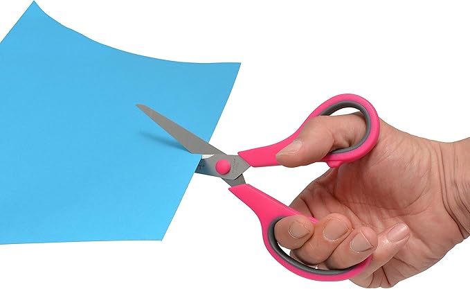 Westcott 8" Straight Stainless Steel Soft Handle Scissors, Assorted Colors, Pack of 3