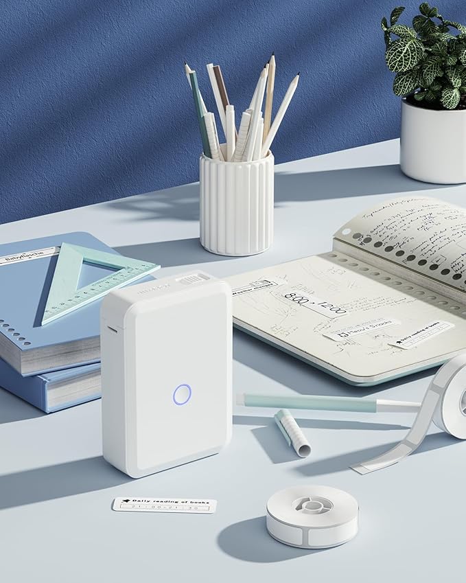 NIIMBOT D11 Label Maker Tape D110 Adapted Label Print Paper, Self-Adhesive Labeling Tape Replacement 13 X 19mm Thermal Label Tape for Home Office, 275 Labels/Roll, White