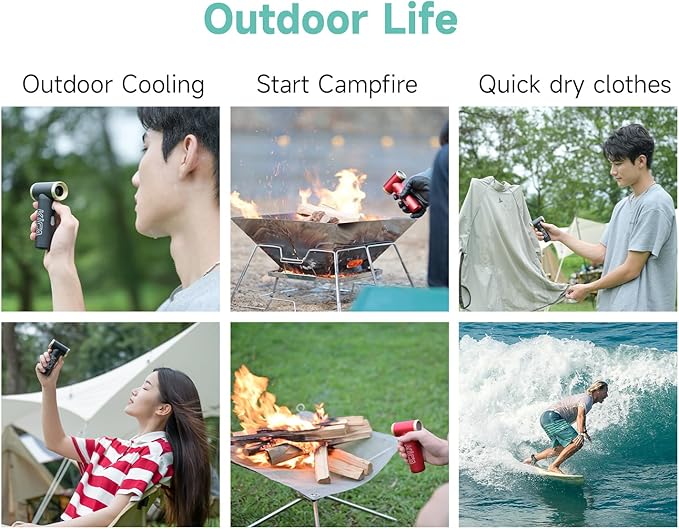 KiCA JetFan 2S Combo Compressed AirCan Substitute,117000RPM Air Duster Electric Blower for ComputerKeyboard Cleaning,Hair Drying,Camping,Outdoors,Car,Barbershop,Handmade,Rechargable,Metal Body,Blue