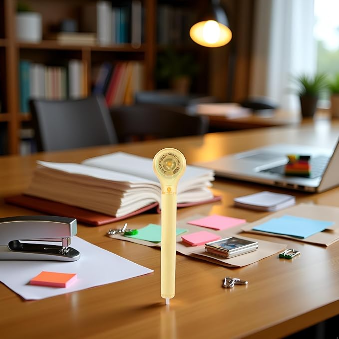 Yellow Pen Shape Correction Tape Adhesive Tape Error Correction Tools Word Correction Office School Supplies Creative Stationery, Correction Tape, Erasers and Correction Products 5mm*6m