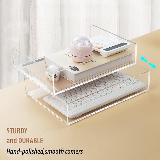 2 Pack Acrylic Paper Tray Organizer for Desk Clear File Organizer,Acrylic Desk Organizers and Accessories Sorter,Perfect for File Paper, Ipad, Letter, A4 Office File, Books, Notes.