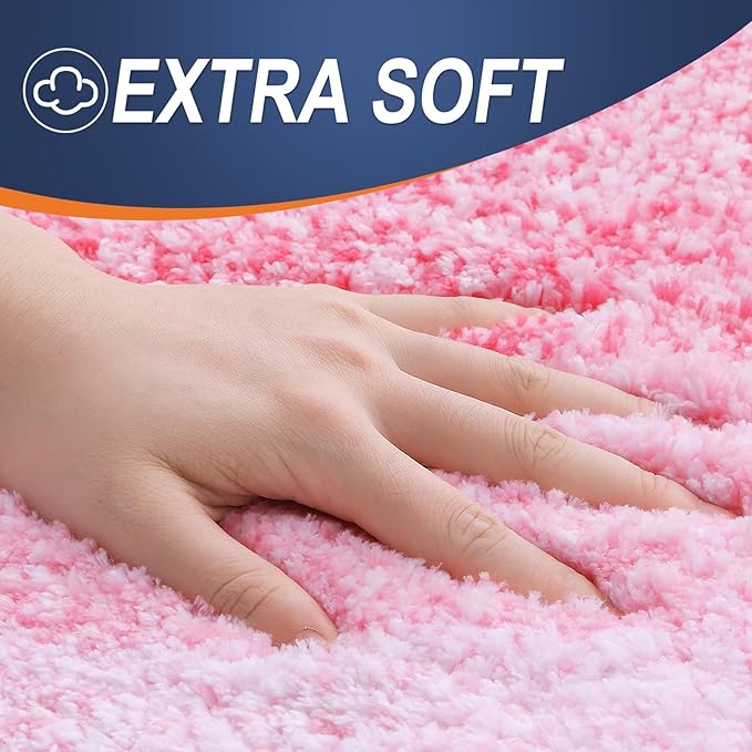 OLANLY Bathroom Runner Rugs 44x24, Extra Soft Absorbent Microfiber Bath Rugs, Rubber Backing, Quick Dry, Machine Washable Bath Mats for Bathroom Floor, Tub and Shower, Home Decor Accessories, Pink