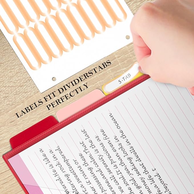 Ospelelf Pocket Binder Dividers with Tabs for 3 Ring Binder, 1/3 Cut Tabs, 5 Plastic File Folders with Pockets Letter Size 8.5 x 11, Multicolor