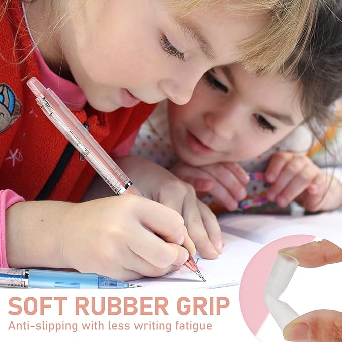 Four Candies Mechanical Pencil Set with Case, 3PCS Aesthetic Mechanical Pencils 0.5 mm with 360PCS HB Lead Refills, 12PCS Erasers, Cute Mechanical Pencils for Writing, Drawing and Sketching