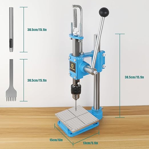 FASTTOBUY Leather Hole Puncher Hand Punching Machine Manual Press Puncher Punch Tools for DIY Leather Craft Punching Holes and Forming Pressing(with Chuck, PP Plate,Aluminum Plate)