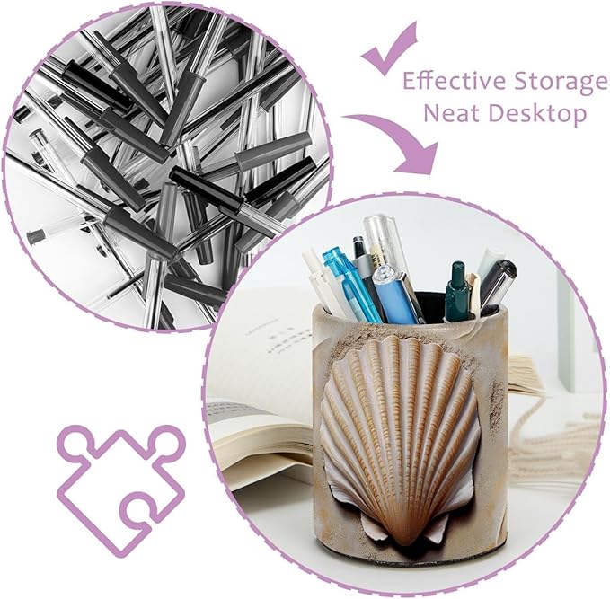 Pen Holder For Your Desk, Pencil Holder Organizes All Pens, _Shell Sand (1) Pen Cup For Your Office Decor
