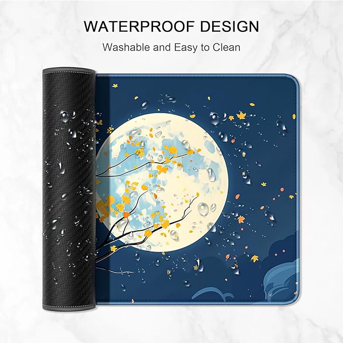 Auhoahsil Large Gaming Mouse Pad, Nature Theme XXL 35.4 x 15.7 in Desk Pad Stitched Non-Slip Rubber Long Computer Mousepad Thin Extended Full Size Desk Mat for Desktop Laptop Wireless Mice, Maple