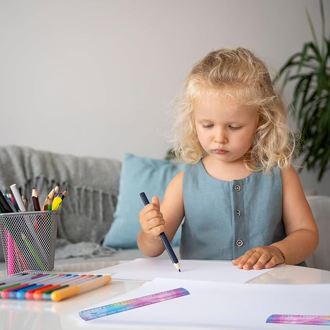 2PCS Flexible Ruler, 30cm/12inch Plastic Ruler Shatterproof Straight Edge Ruler Bendable Safe Soft Gradient Colored Flex Ruler with Centimeter and Inch Scales for School Classroom Office Kids & Adults