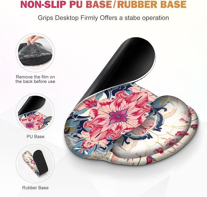 Gaming Mouse Pad, Large Desk Mat, Cute Desk Pad Protector, 4in1 XXL Mousepad + Keyboard Wrist Rest+Mouse Wrist Rest+Coaster Set with Ergonomic Desk Pad for Home Office Computer, Retro Style Pattern