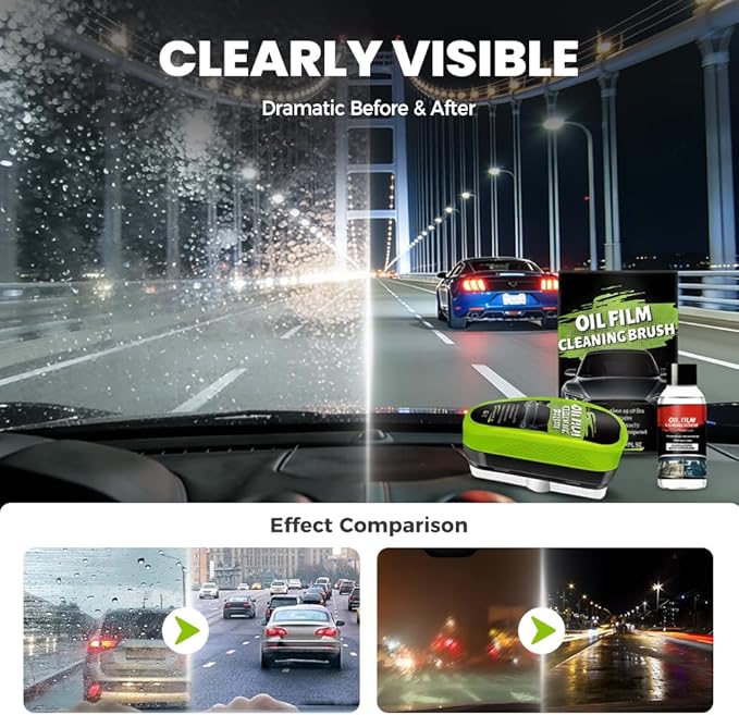 PVZXR Automotive Oil Film Cleaning Brush,Glass Cleaner, Car Windshield Cleaner, 150ml Automotive Oil Film Cleaning Brush - Preserve Clarity, Immediately See the Effects (2PCS)