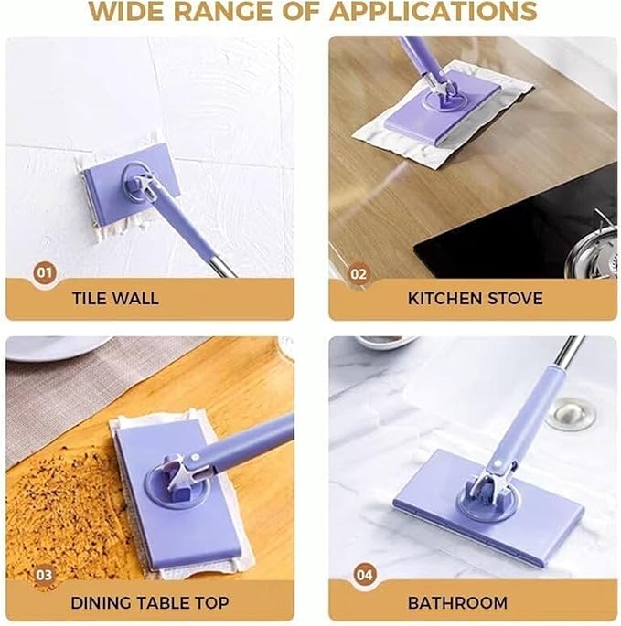 Convenient Cloth Changing Mini Mop + Magic Cleaning Cloth*6, Zero Touch Snap Grip Mini Mops for Wet & Dry Cleaning, Lightweight Snap for Corners (27in - W + Cloth*6)