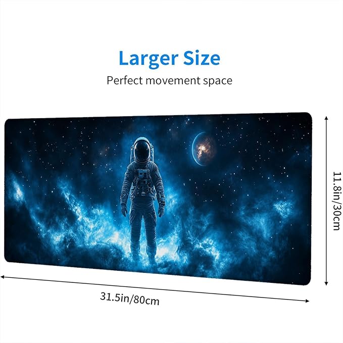 Space Astronaut Gaming Mouse Pad Desk Pad Planet Galaxy Mysterious Mousepad XL Large Gaming Mouse Pad Laptop Keyboard Mat Desk Pad Office Home Decor for Women Girl 31.5"x11.8"