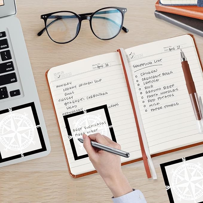 Sticky Notes, 2 Pads, 3x3 inches, Cute Colorful Fun Self-Stick Note Pads, Easy Post, Strong Adhesive Notepad White Compass Design