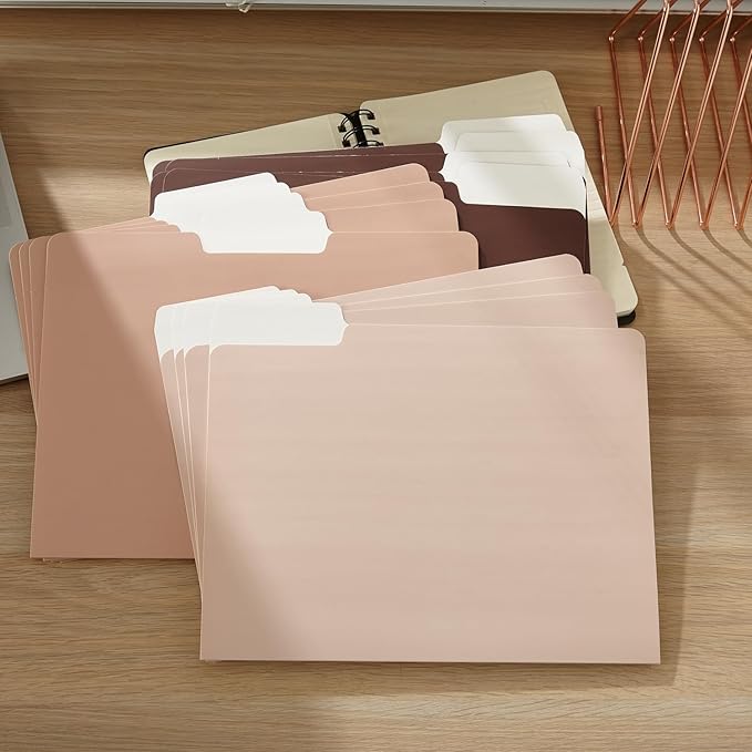 Y YOMA 12 Pack Colored File Folders Letter Size Gradient File Folder with 1/3-Cut Tab Cute Pretty Decorative Heavyweight Filing Folder File Organizers for Office School Home Desktop, Coco Mocha
