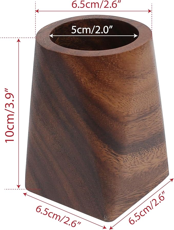 Wooden Pencil Holder, Walnut Wood Pen Cup, Desk Accessories, 4 Inch Organizer Caddy Stand, Vintage Rustic Box for Desktop, Men Supplies, Makeup Brushes, Stationery, Offices Decoration