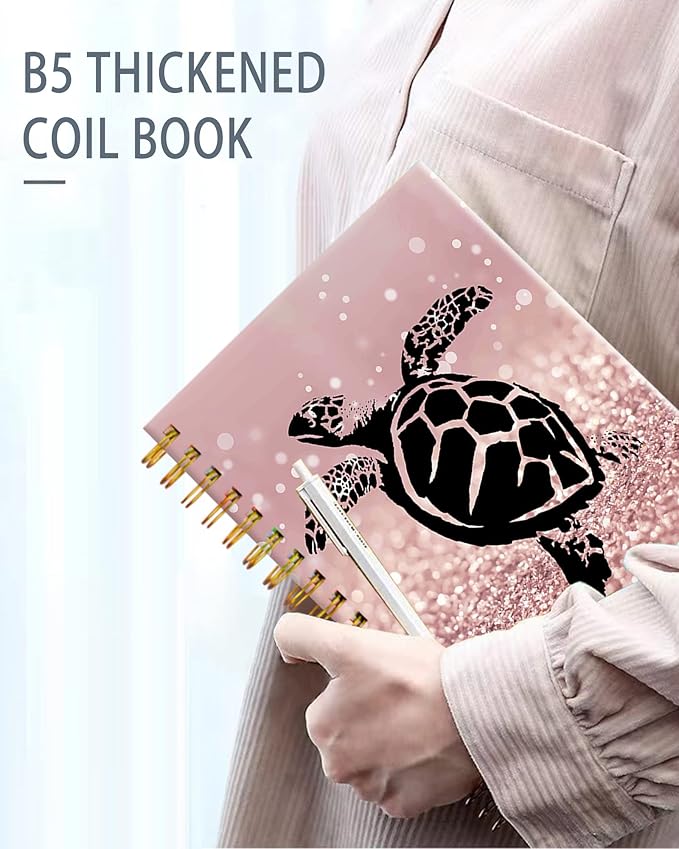 iampanda Spiral Journal Notebook,Colorful Glitter Turtle Strong TwinWire Binding with Premium Paper for Girl Women,60 Sheets A5 College Ruled NotebookJournal,Perfect for School Office Home