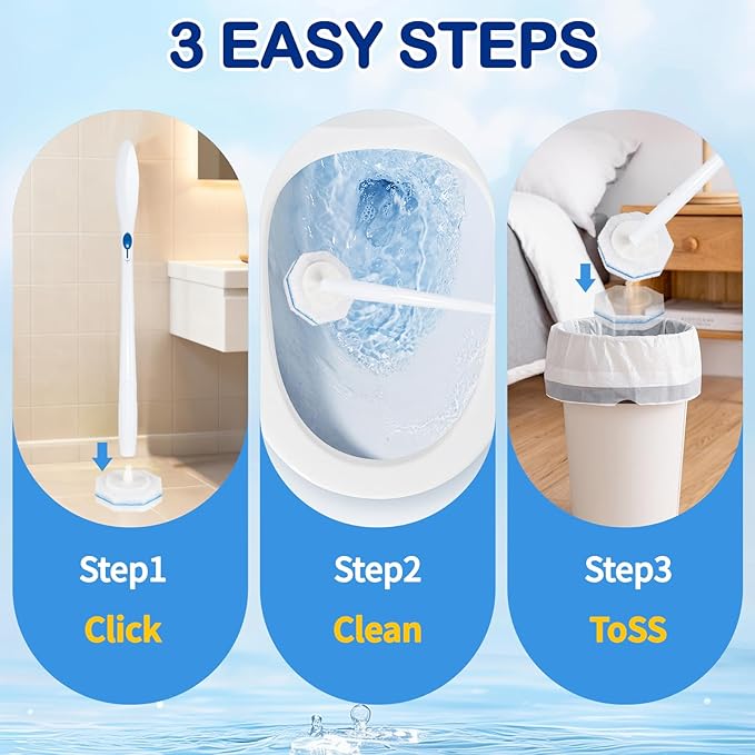 50 Count Disposable Toilet Wand Refills for Toilet Wand, 5X Cleaning Power Scrubber Refill, Bathroom Cleaning Supplies, No Falling Apart, Fresh Fragrance