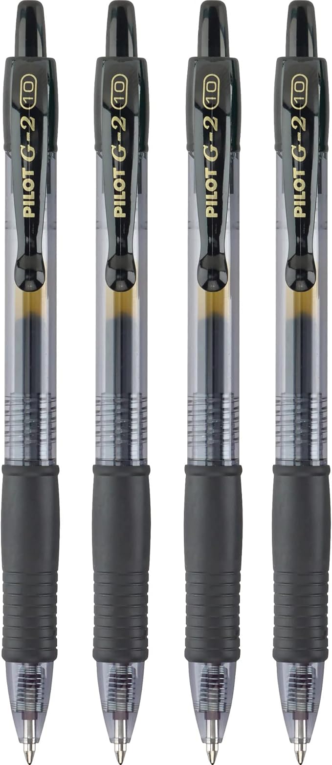 Pilot G2 Premium Gel Pens, Black Pens, Bold Point 1 mm, 4 Black