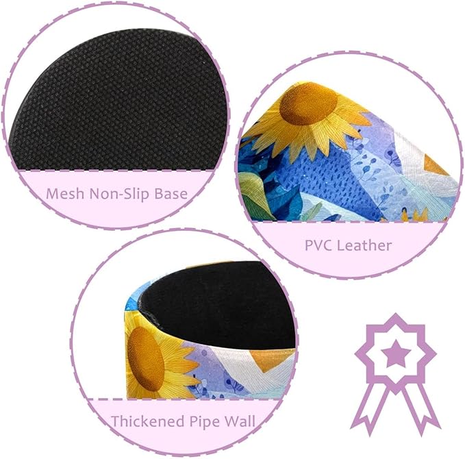 1 Pack Watercolor Art Sunflower Circular Pen & Pencil Holder - Durable PU Leather Pencil Cup, Desk Accessories Organizer for Office Desk School Home