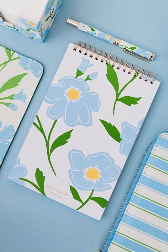 kate spade new york Small College Ruled Notebook, Top Spiral Notebook with 112 Pages, 8.5" x 5.5" Writing Pad, Sunshine Floral