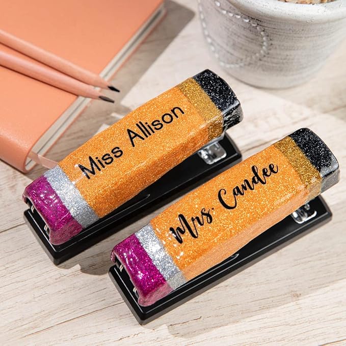 Personalized Glitter Stapler for Teacher with Name, Custom Back to School Supplies Appreciation Gift for Teacher