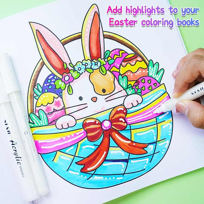 SFAIH Acrylic White Paint Pens - 8 Pack 2-3MM Medium Tip & 0.7MM Extra Fine Paint Marker for Rock Painting, Wood, Metal, Fabric, Plastic, Canvas, Glass, Ceramic, Diy Crafts, White Out Pen