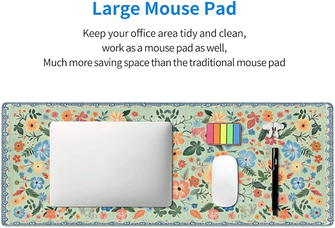 Gaming Mouse Pad, Large Non-Slip Rubber Base Mousepad, Keyboard Mouse Mat, Desk Pad with Stitched Edges, 31.5x11.8inch, Wilde Flower