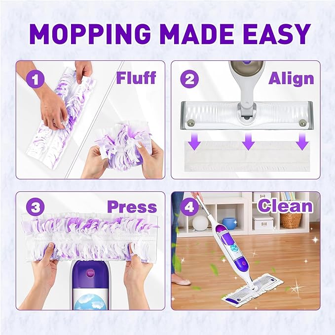 30 Count Power Mop Pads for Swiffer Power Mop Refill Pads, Power Mop Refills for Swiffer Power Mop Reflills, 5X Cleaning Disposable PowerMop Pads for Swiffer Wet Pads Refill, Unscented
