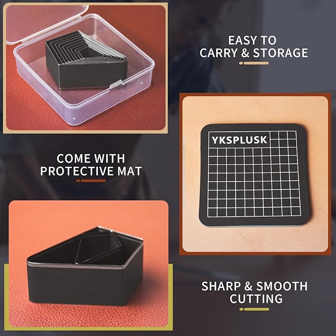 Leather Hole Cutter Set, 9 Sizes Diamond Shaped Cutting Dies Cutter Tools 20 25 30 35 40 45 50 55 60mm, Leather Cutter Hollow Hole Punch Tool Kit for DIY Leathercrafts