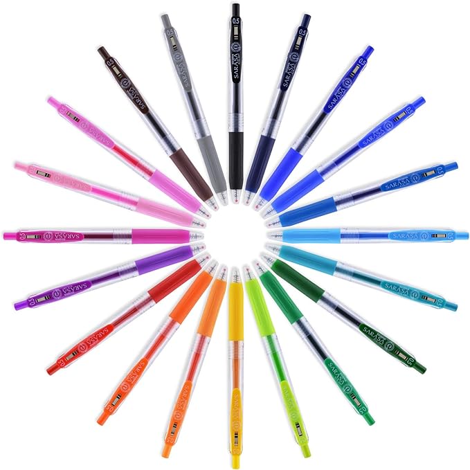 Zebra Pen Sarasa Clip Retractable Gel Pen, 0.5mm Fine Point, Rainbow Assorted Colors, Ideal for School Supplies and Teacher Supplies, 12-Pack (44100)