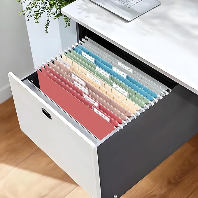 SUNEE Hanging File Folders Retro Colors, 6 Pack Letter Size File Folders with 1/5-cut Tabs, Stay Organized for Your Home and Office Bulk File and Documents