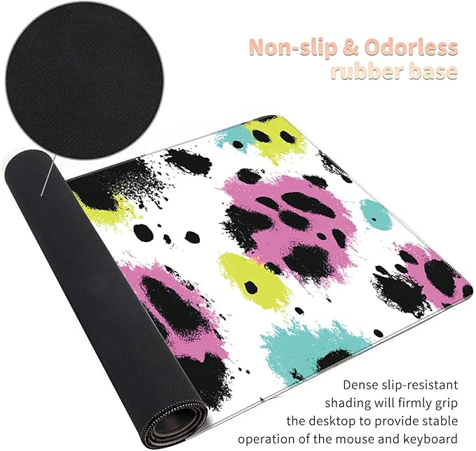 Desk Mat Large Gaming Mouse Pad (31.5x11.8 inch) with Stitched Edges, XL Mouse Pad +Coaster, Extended Mouse Mat Keybroad Mousepad Non-Slip Rubber for Gamer Men Women, Color Leopards