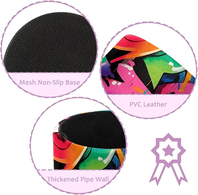 Leather Pen Holder for Desk Cartoon Graffiti Pencil Cup Desktop Organizer Makeup Brush Holders Office Supplies for Home, Kids & School