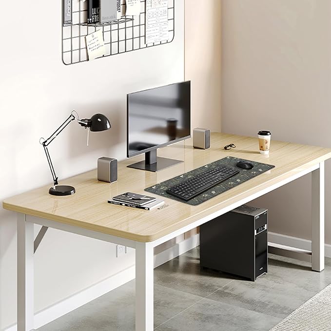 Dark Green Plant Desk Pad Mouse Pad,Vintage Green Fern Leaves Mouse Mat with Stitched Edges,Non-Slip Rubber Base Mousepad for Office PC Keyboard Laptop and Home Work Desk Mat(27.5X11.8 in)