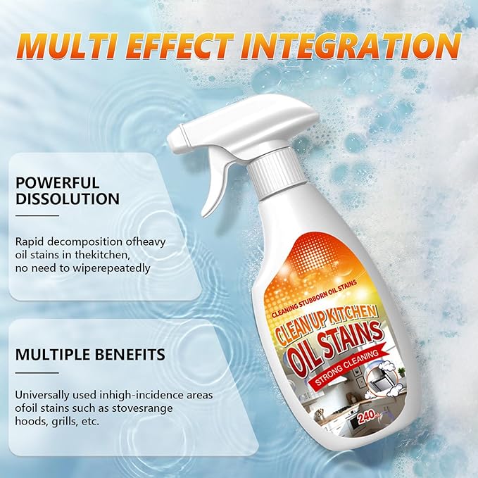Clean Up Kitchen Oil Stains Spray,Kitchen Spray Cleaner,All-Purpose Cleaning Spray for Kitchens,Multi-purpose Oils Stain Cleaner,Clean Up Kitchens Oil Stains(240ml/8.45oz)