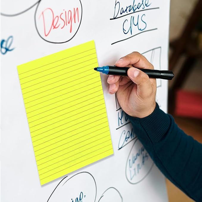 8 Pads Lined Sticky Notes 5 x 8 in, Bright Colors, Colorful Large Sticky Notes with Lines Self-Stick Note Pads for Home Office School Supplies, 50 Sheets/Pad, 400 Sheets Total, 4A 5084-N-Lx2