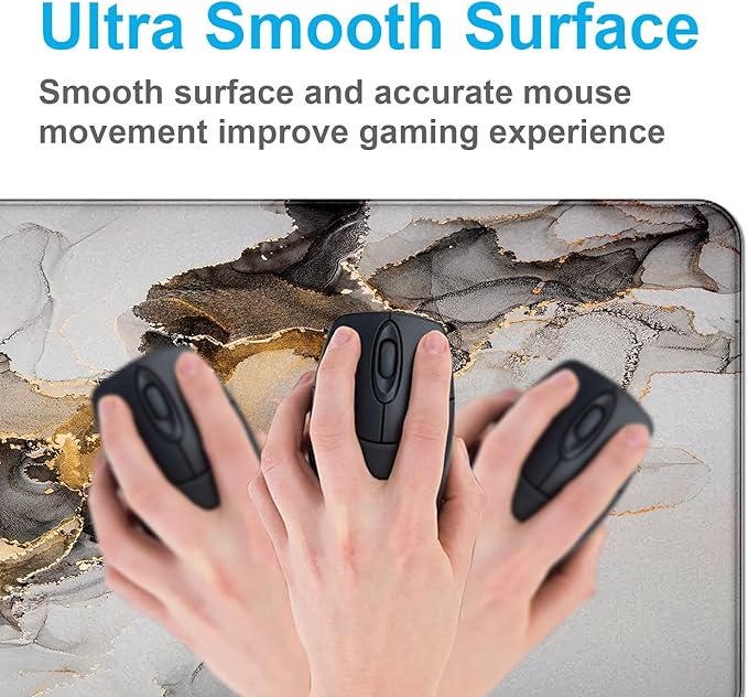 Large Extended Gaming Mouse Pad with Stitched Edges, Non-Slip Waterproof Rubber Base Mouse Pad for Office, Computer, Keyboard, Laptop and Home Desk Pad 35.4 x 15.7 x 0.12 Inch (Marbling)